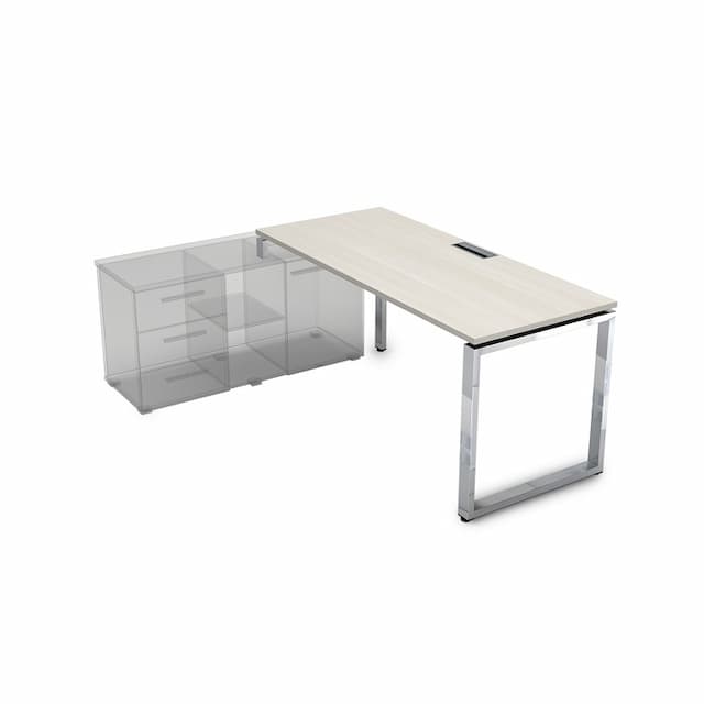 Стол рабочий, прямолинейный, левый АЛСАВ Gloss line НСТЛ-О.975 Ivory/металл глянец