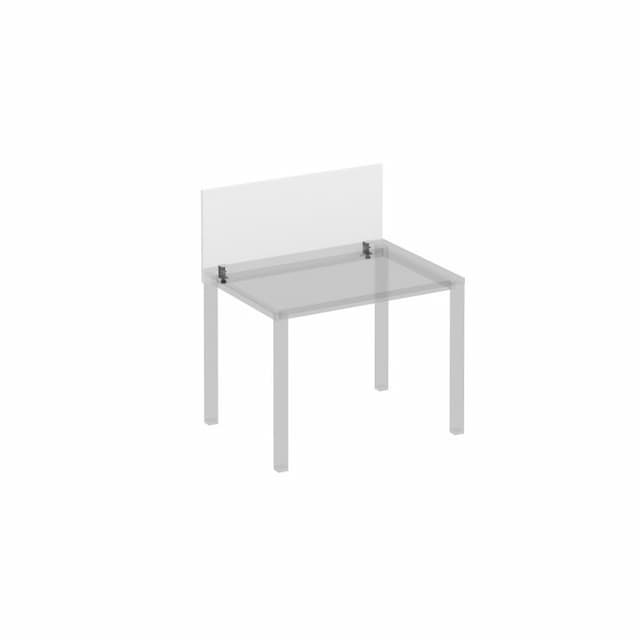 Экран настольный фронтальный с серыми кронштейнами для стола 100 на металлокаркасе Юнитекс Комфорт КФ К.С 840 БП белый премиум