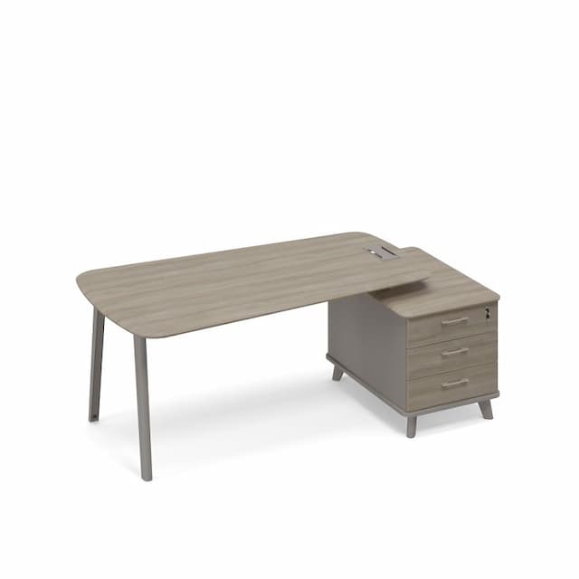 Стол руководителя с малой опорной тумбой (тип 3) Юнитекс ТМ М1 119 МП ВЛ ВЛ мокко премиум (корпус) / вяз либерти (столешница, топ, фасад)